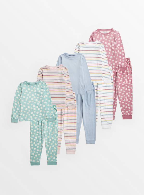 Buy Daisy Stripe Pyjamas 5 Pack 9 10 years Pyjamas Argos